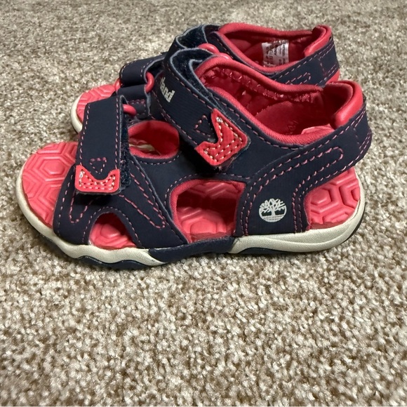 Timberland Kids Navy and Pink Sandals - Picture 6 of 11